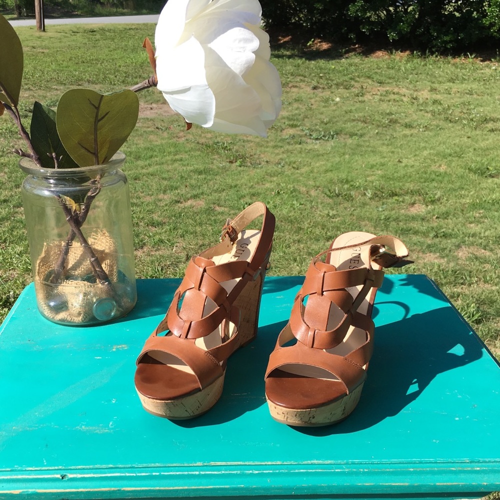 Guess platform wedge sandal.